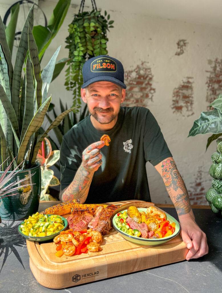 Een heerlijke surf & turf van de bbq met Hexclad en Big Green Egg