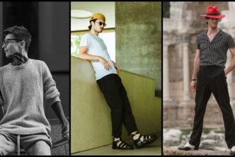 Drie mannen die de mannenmode voor de zomer goed uitdragen