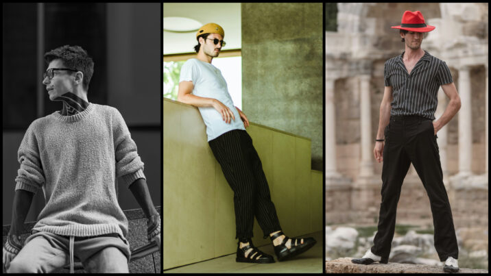 Drie mannen die de mannenmode voor de zomer goed uitdragen